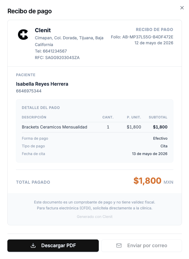 Recibo de pago en PDF